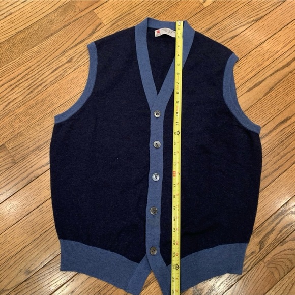 Turnbull Asser Navy Cashmere Vest with Light Blue Trim - Picture 2 of 4